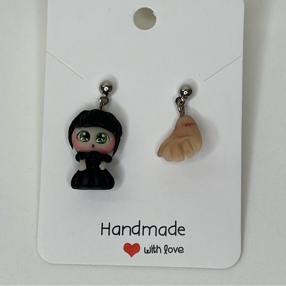 Wednesday Addams Clay Handmade Earrings - Picture 3 of 8